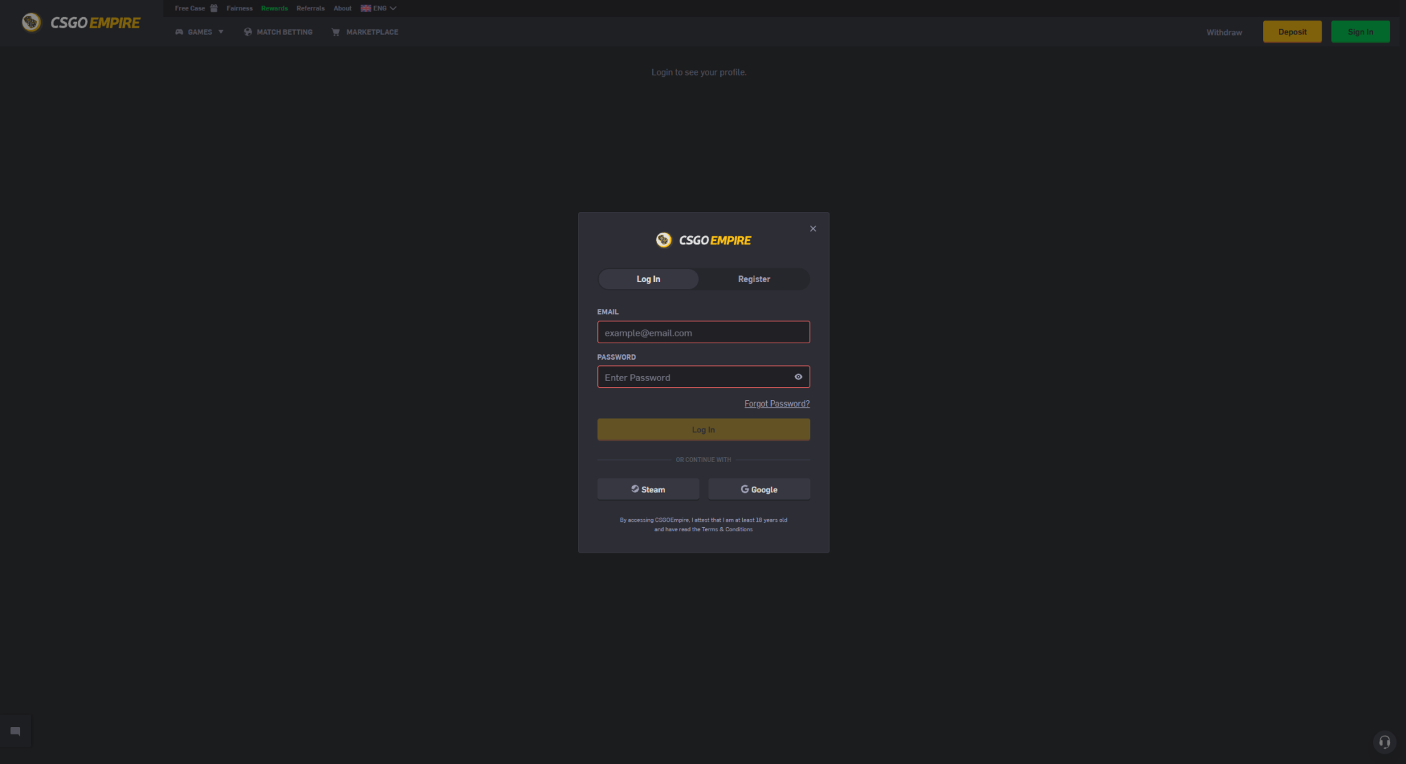CSGOEmpire provably fair system for CS2 case battles, roulette and skin gambling with verified game fairness