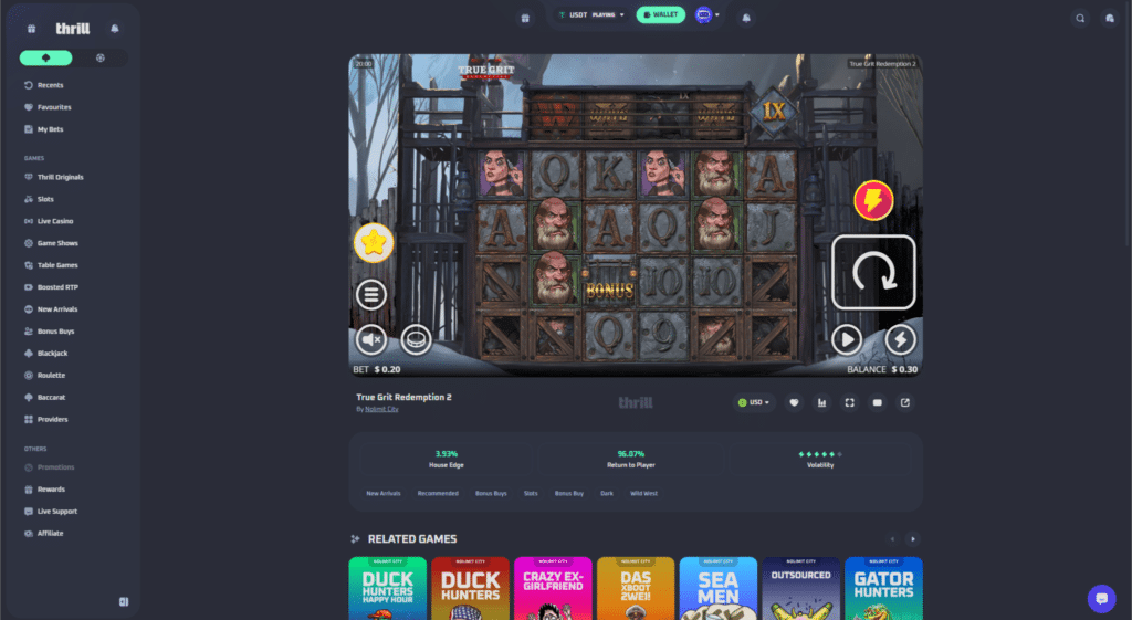 Thrill casino slot games by Nolimit City featured in Thrill review