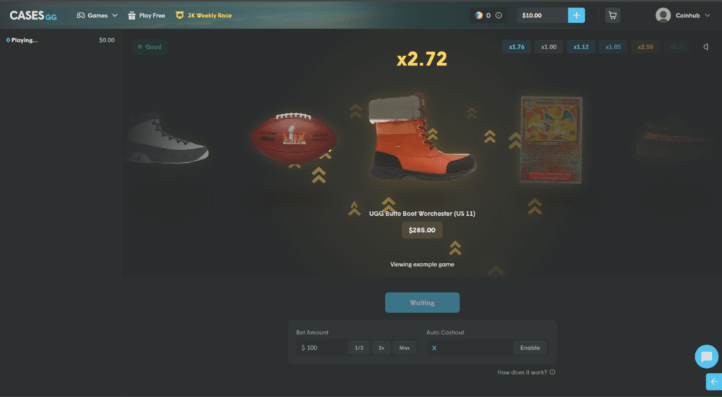 Cases.gg Review 2026 - homepage showing themed mystery boxes and case selection