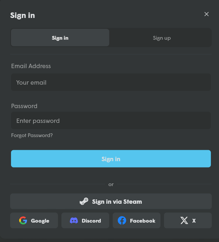 Cases.gg Review 2026 - sign in screen with email and social login options
