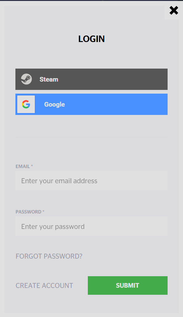 HypeDrop login and sign up screen for creating a mystery box account