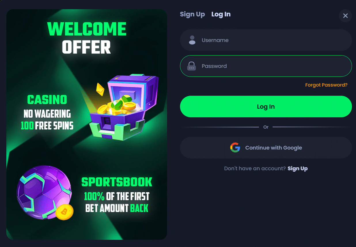 Jack.com review welcome offer and account login screen